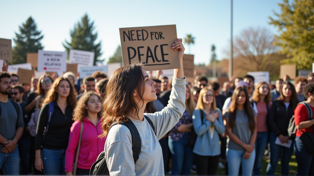 Die Stimmen der Studenten hallen wider, während der Nahost-Friedensplan Gestalt annimmt