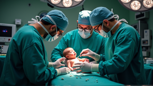 Wunderbare Geburt: Baby während Operation eines enormen Tumors entbunden